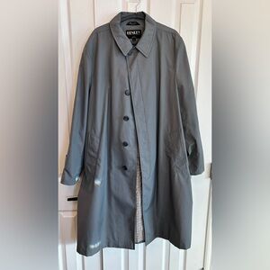 Henley by TipTop Grey Trench Overcoat Mens 44R | Cotton Lining Oversized Style